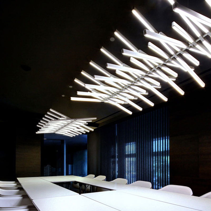 Interior Design Meeting Room - Candelabro de espina de pescado, iluminación
