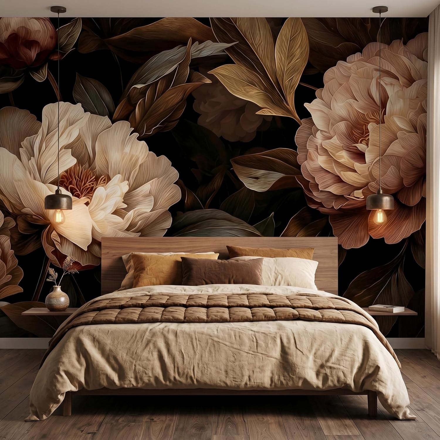 Interior Design Modern - Elegante Tapiz Floral de Peonías para