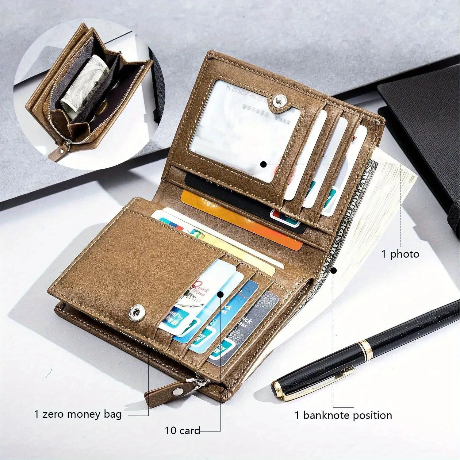 Cartera de cuero PU personaliz - Interior Design Name Card reseña y precio
